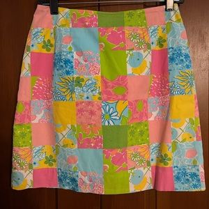 Lilly Pulitzer Retro‎ Colorful Floral Fruit Patchwork Skirt Sz 4